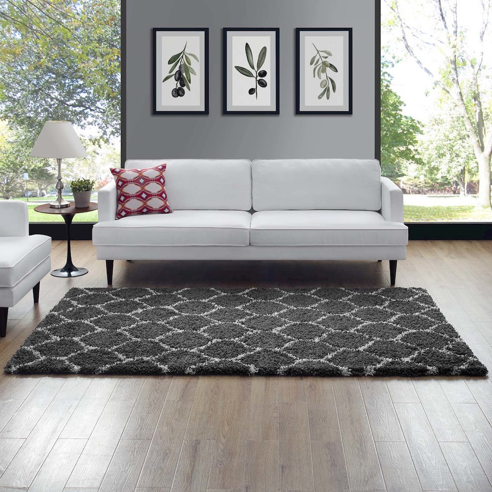 Solvea Moroccan Trellis 5x8 Shag Area Rug. Picture 6