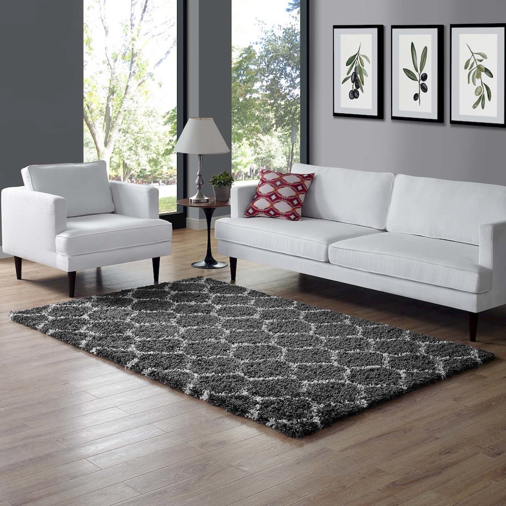 Solvea Moroccan Trellis 5x8 Shag Area Rug. Picture 5