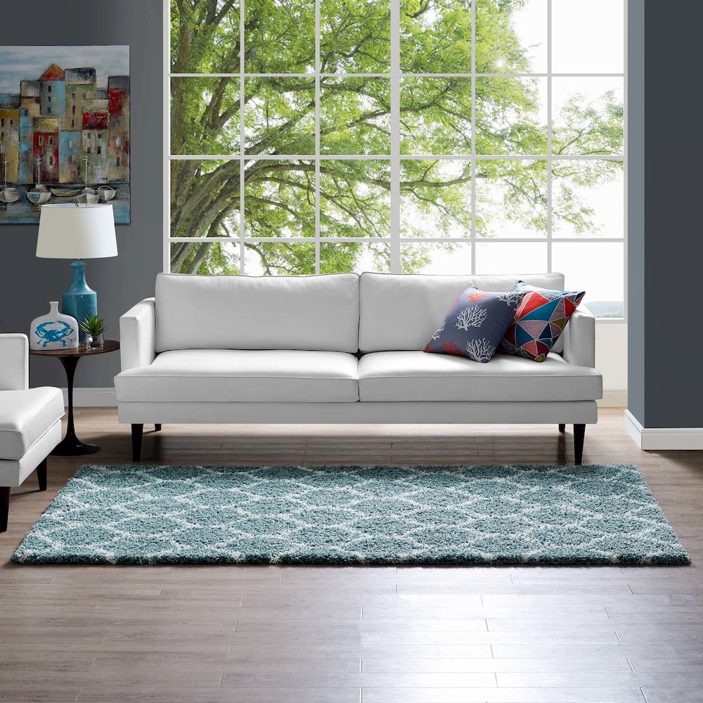 Solvea Moroccan Trellis 5x8 Shag Area Rug. Picture 6