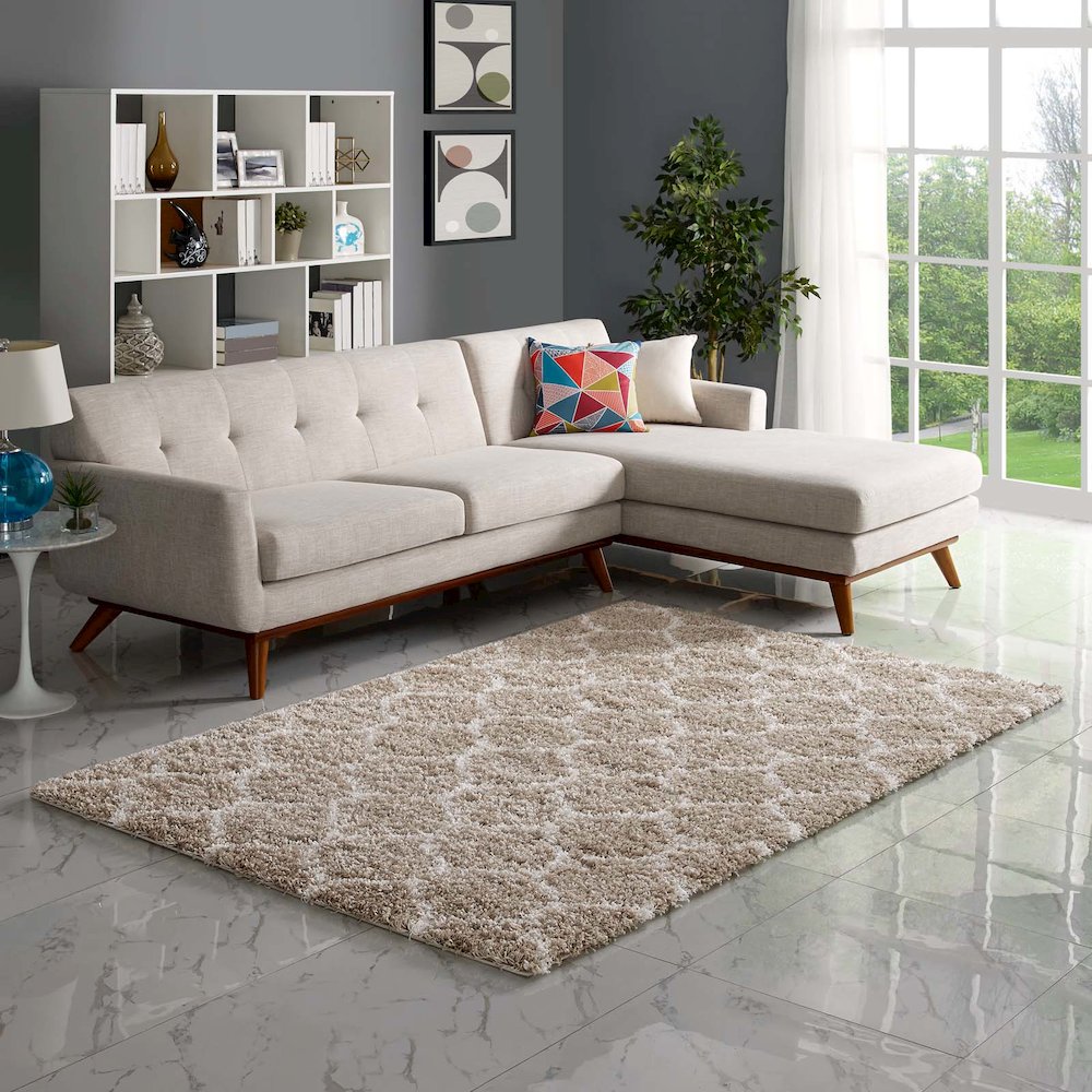 Solvea Moroccan Trellis 5x8 Shag Area Rug. Picture 5