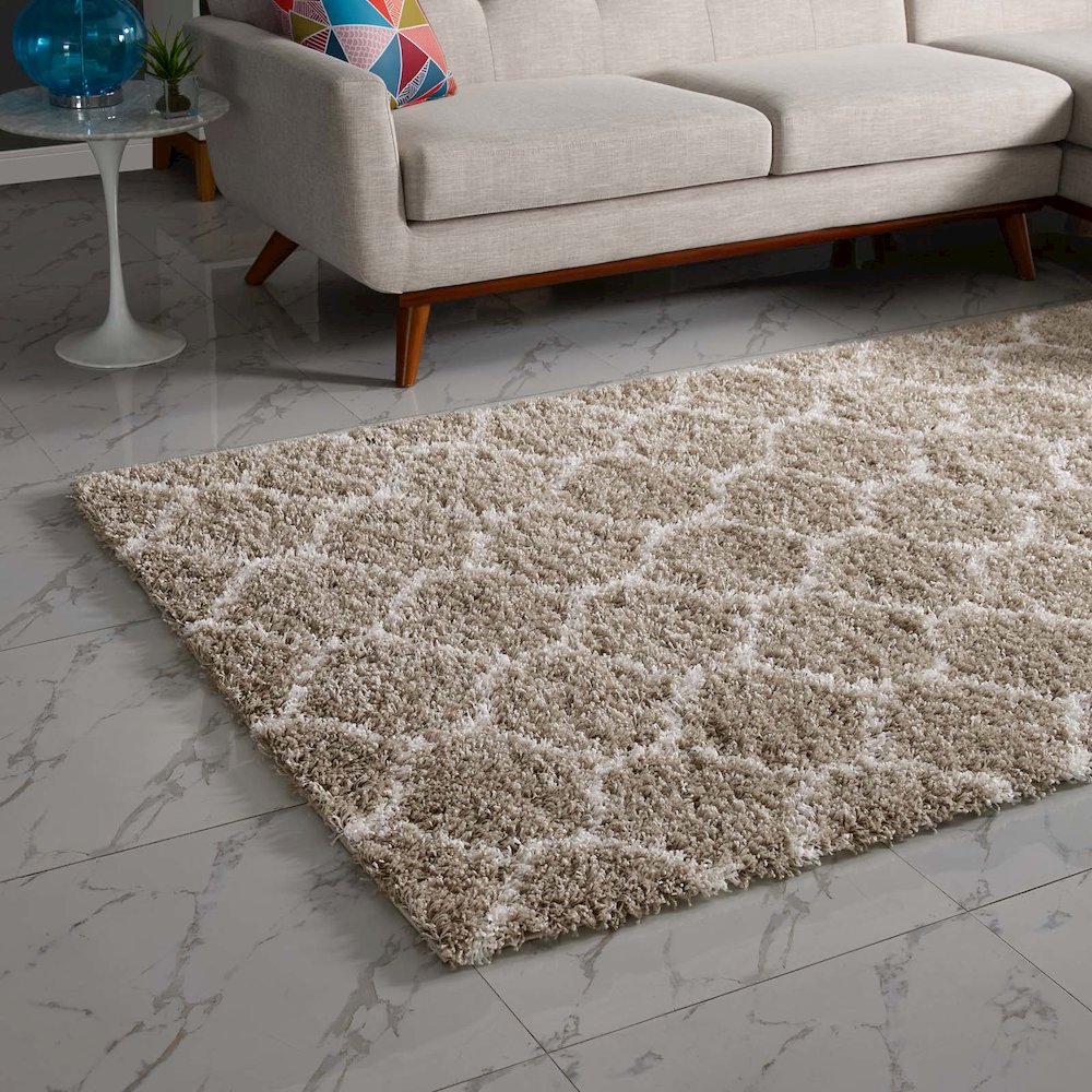 Solvea Moroccan Trellis 8x10 Shag Area Rug. Picture 6