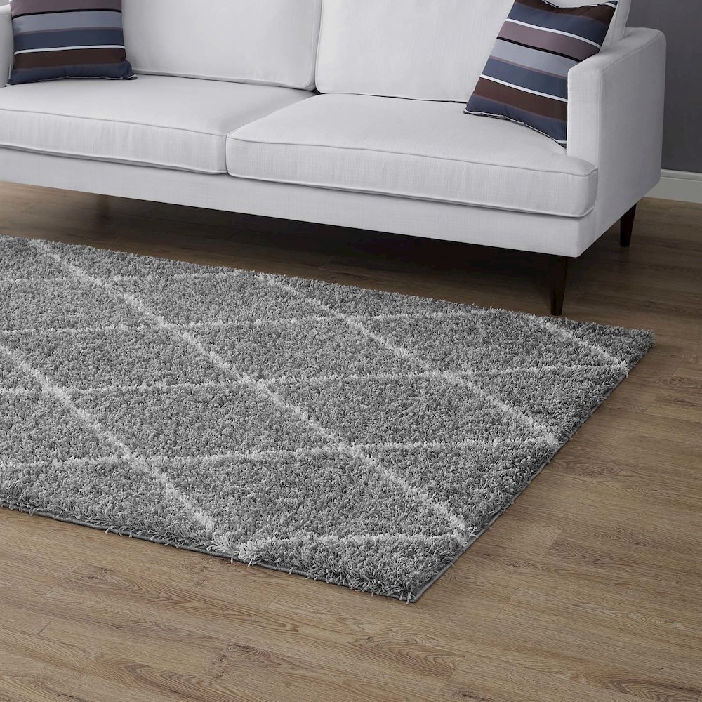 Toryn Diamond Lattice 5x8 Shag Area Rug. Picture 7