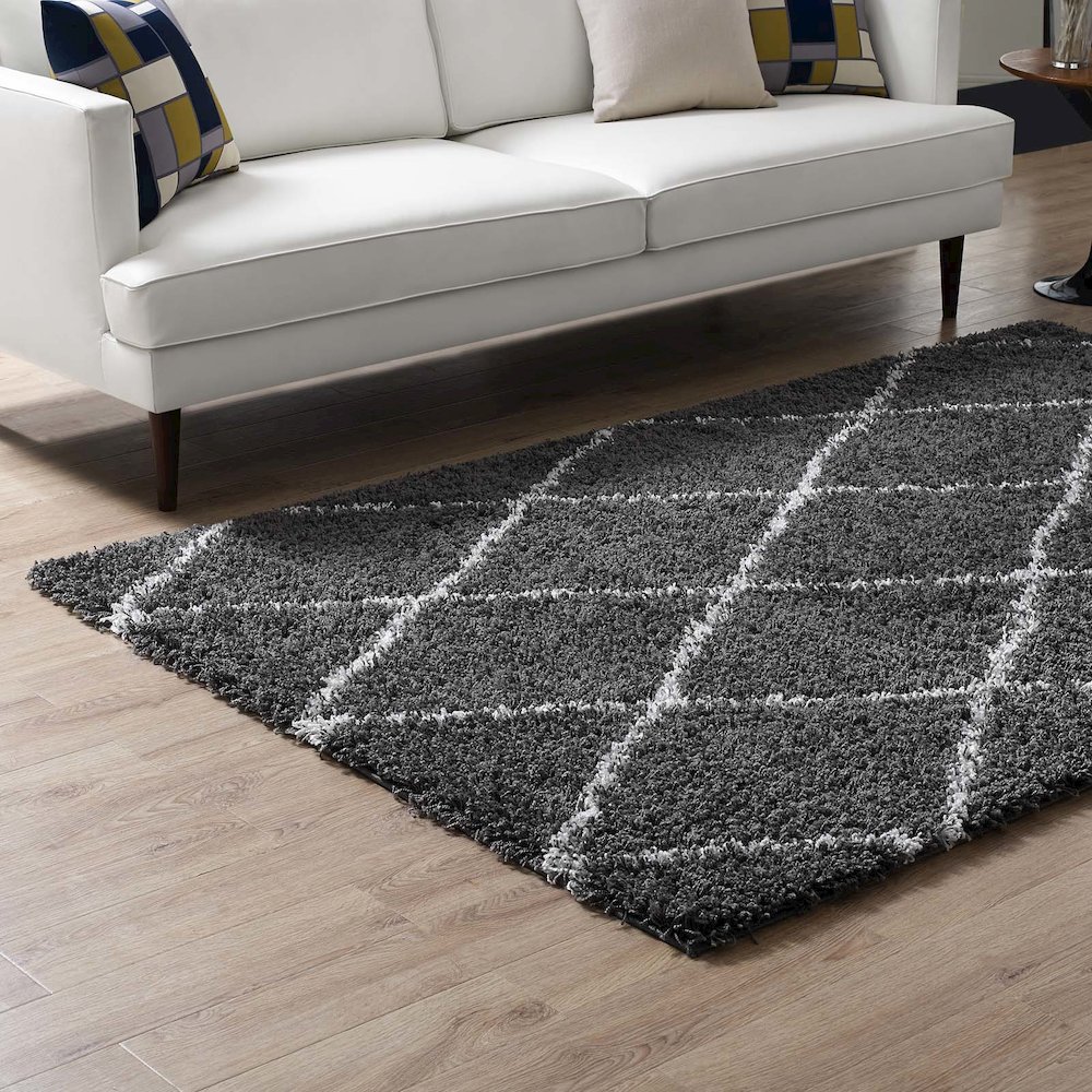 Toryn Diamond Lattice 5x8 Shag Area Rug. Picture 7