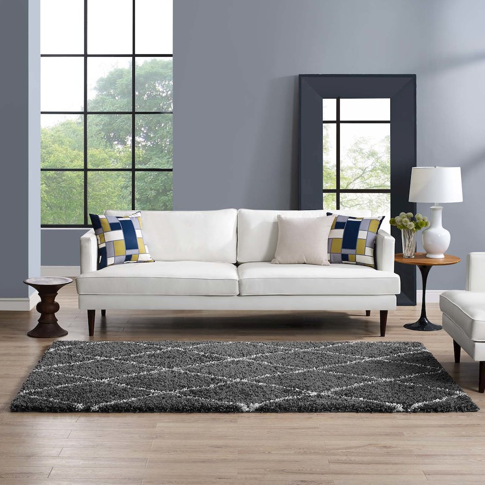 Toryn Diamond Lattice 5x8 Shag Area Rug. Picture 6