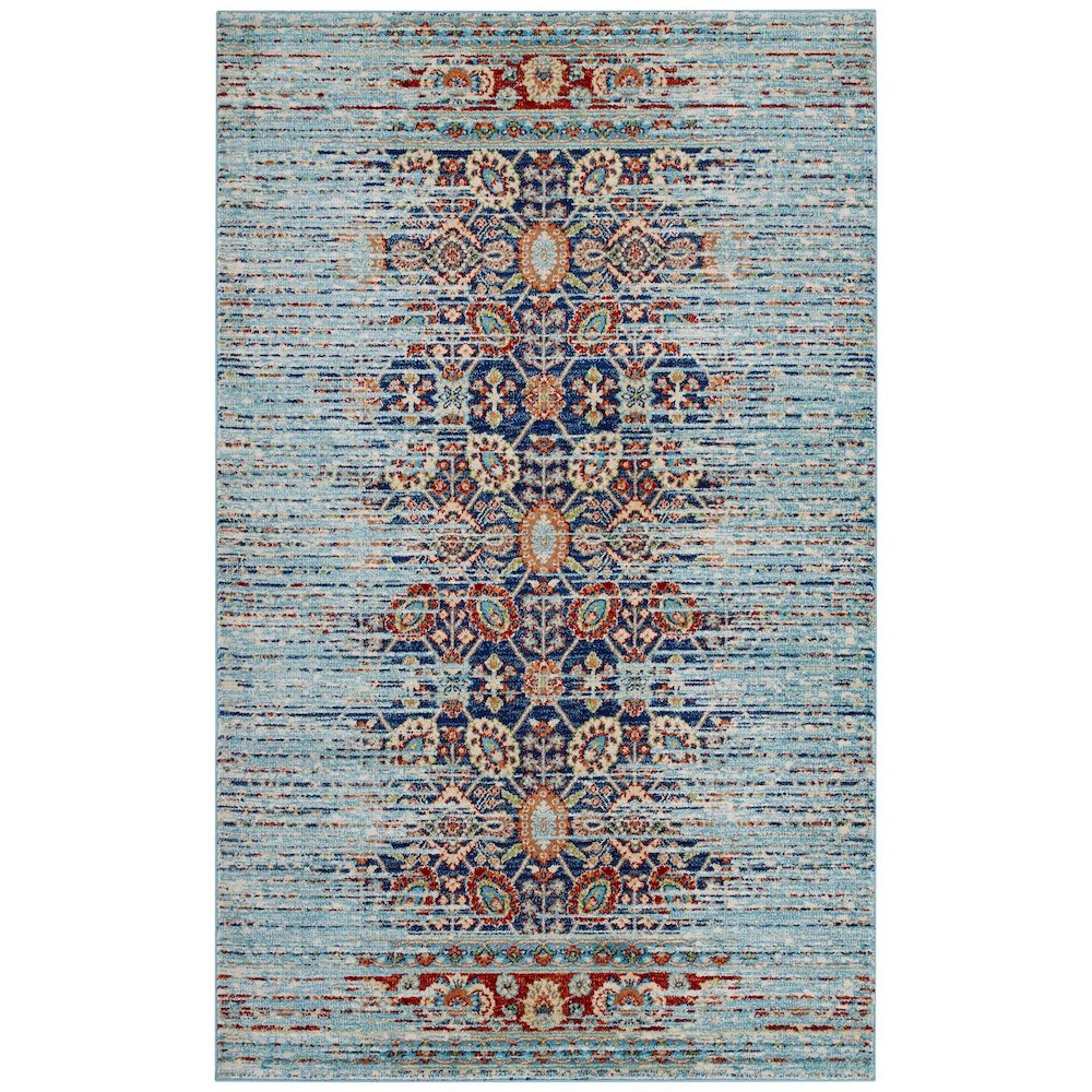 Naria Distressed Vintage Medallion 5x8 Area Rug. Picture 1