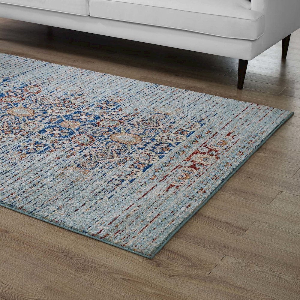 Naria Distressed Vintage Medallion 5x8 Area Rug. Picture 7