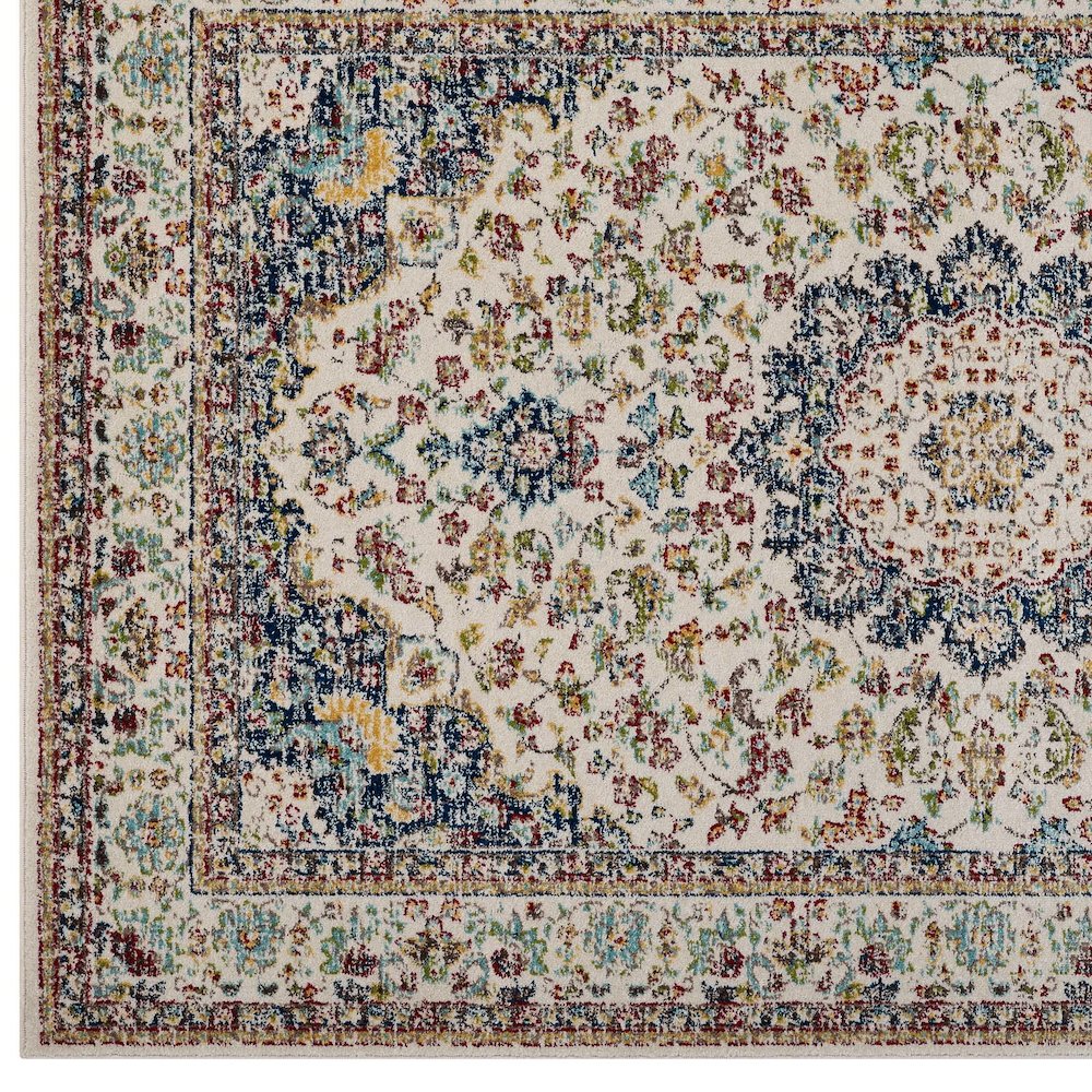 Meryam Distressed Vintage Medallion 5x8 Area Rug. Picture 2