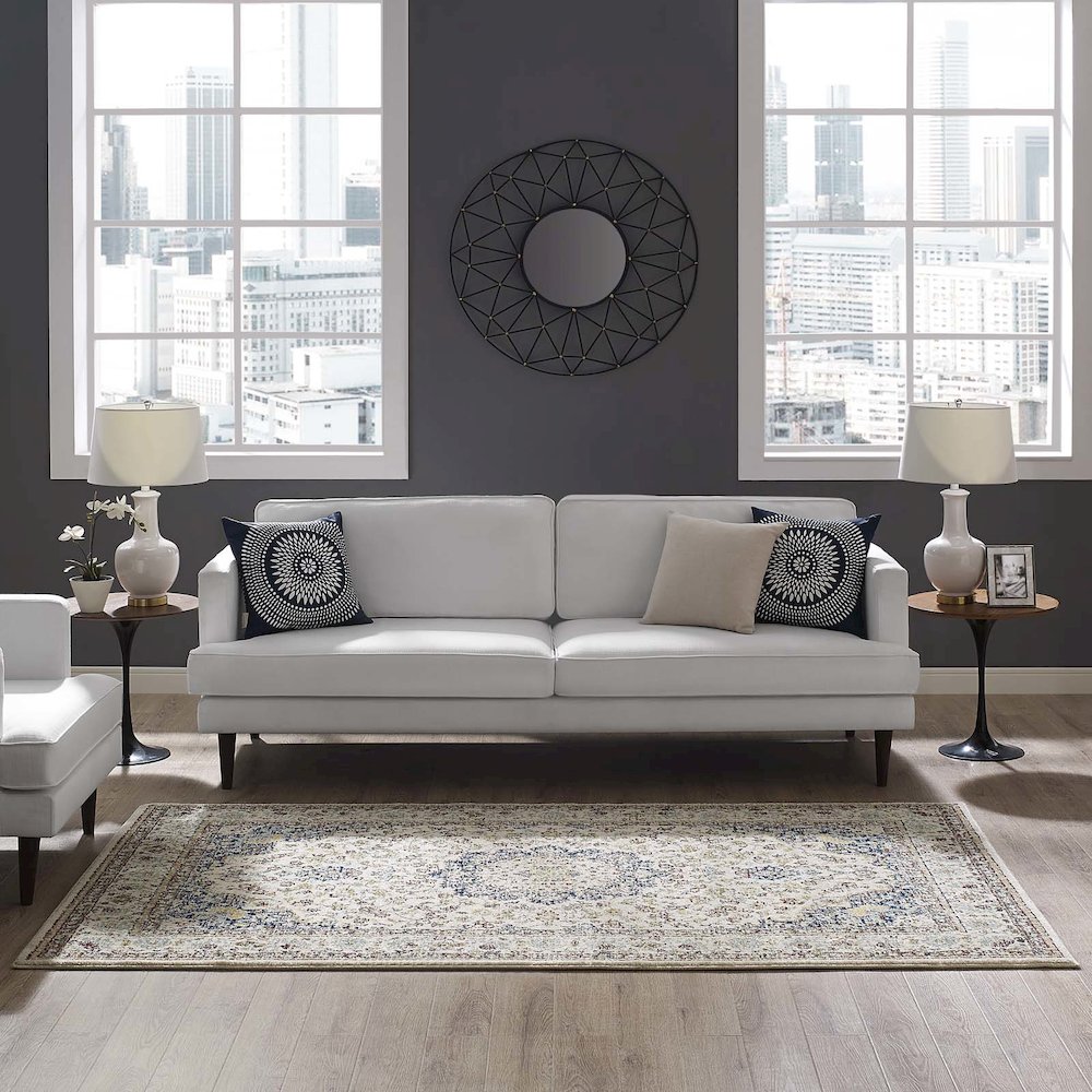 Meryam Distressed Vintage Medallion 5x8 Area Rug. Picture 6