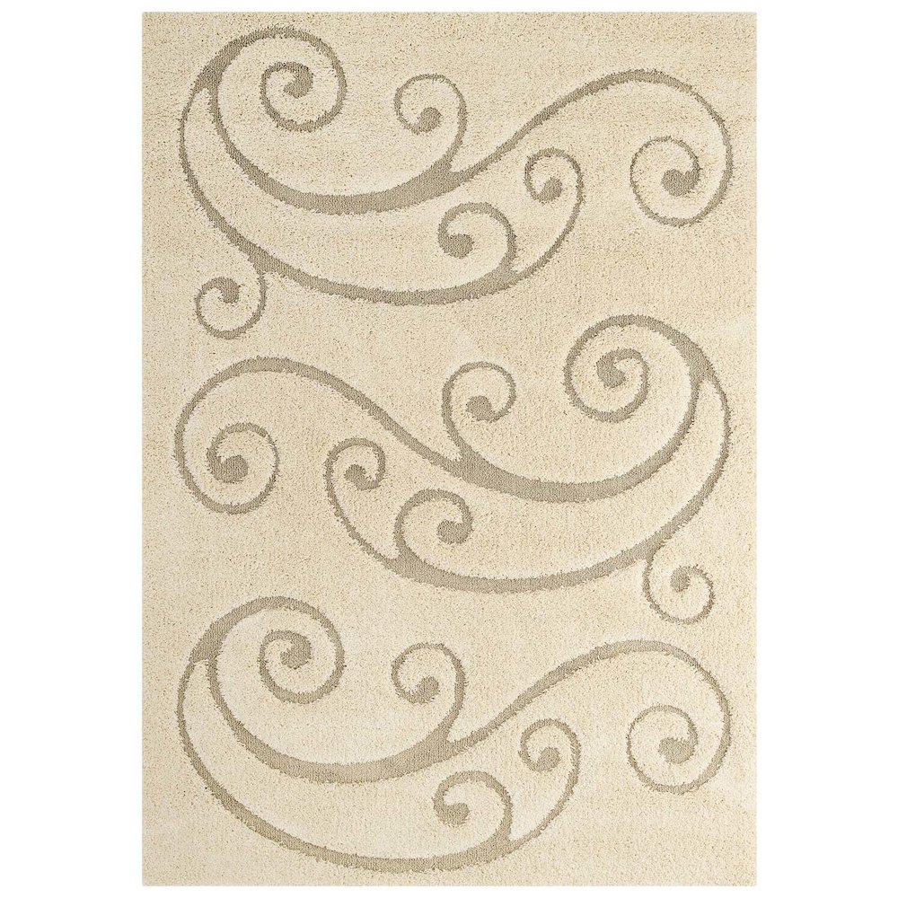 Jubilant Sprout Scrolling Vine Shag 5x8 Area Rug. Picture 1