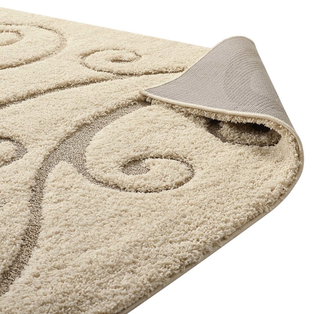 Jubilant Sprout Scrolling Vine Shag 5x8 Area Rug. Picture 4