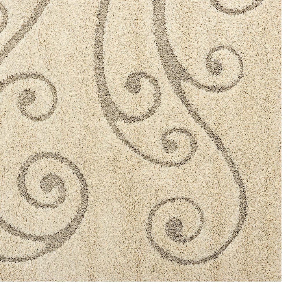 Jubilant Sprout Scrolling Vine Shag 8x10 Area Rug. Picture 2