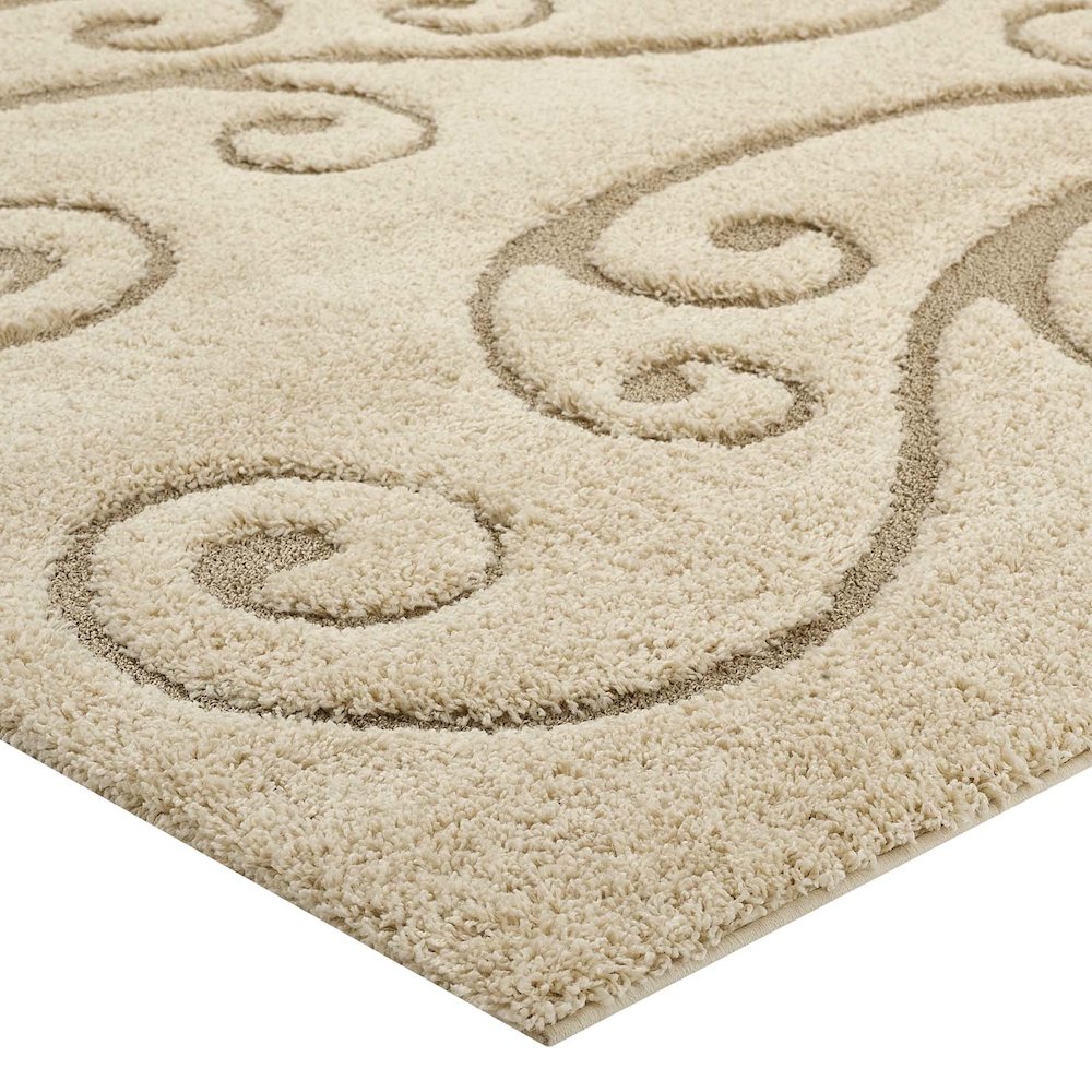 Jubilant Sprout Scrolling Vine Shag 8x10 Area Rug. Picture 3