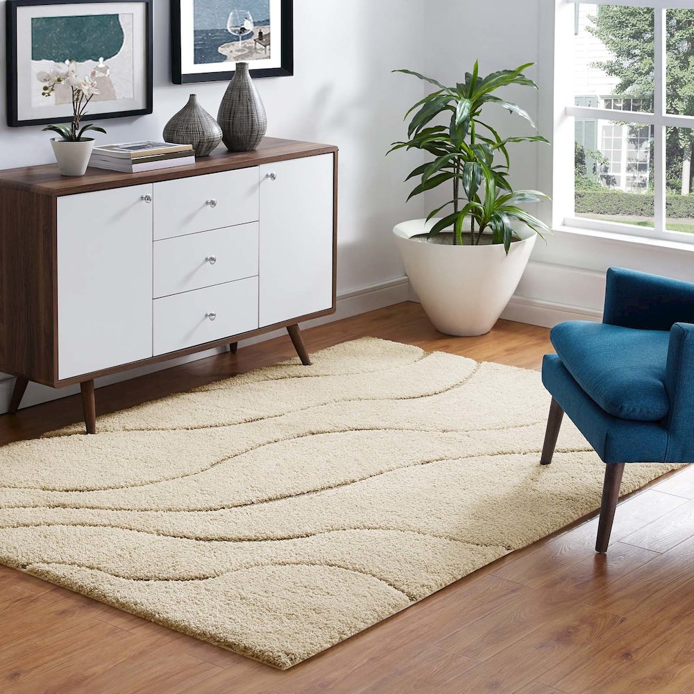 Jubilant Abound Abstract Swirl Shag 5x8 Area Rug. Picture 5