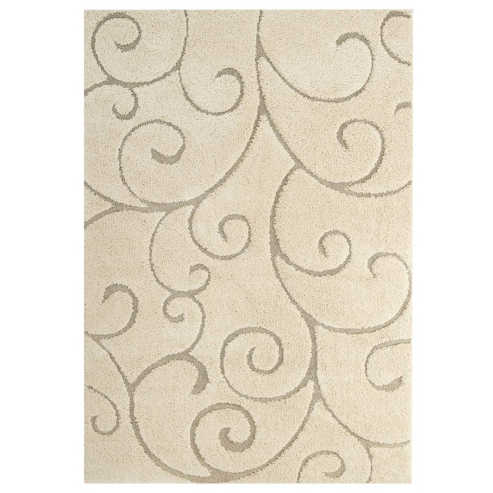 Jubilant Burgeon Scrolling Vine Shag 5x8 Area Rug. Picture 1
