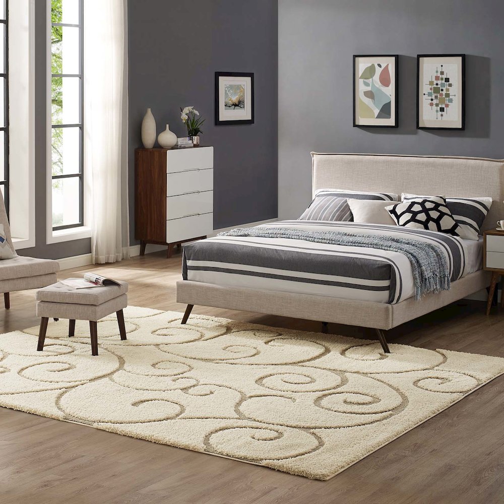 Jubilant Burgeon Scrolling Vine Shag 5x8 Area Rug. Picture 5
