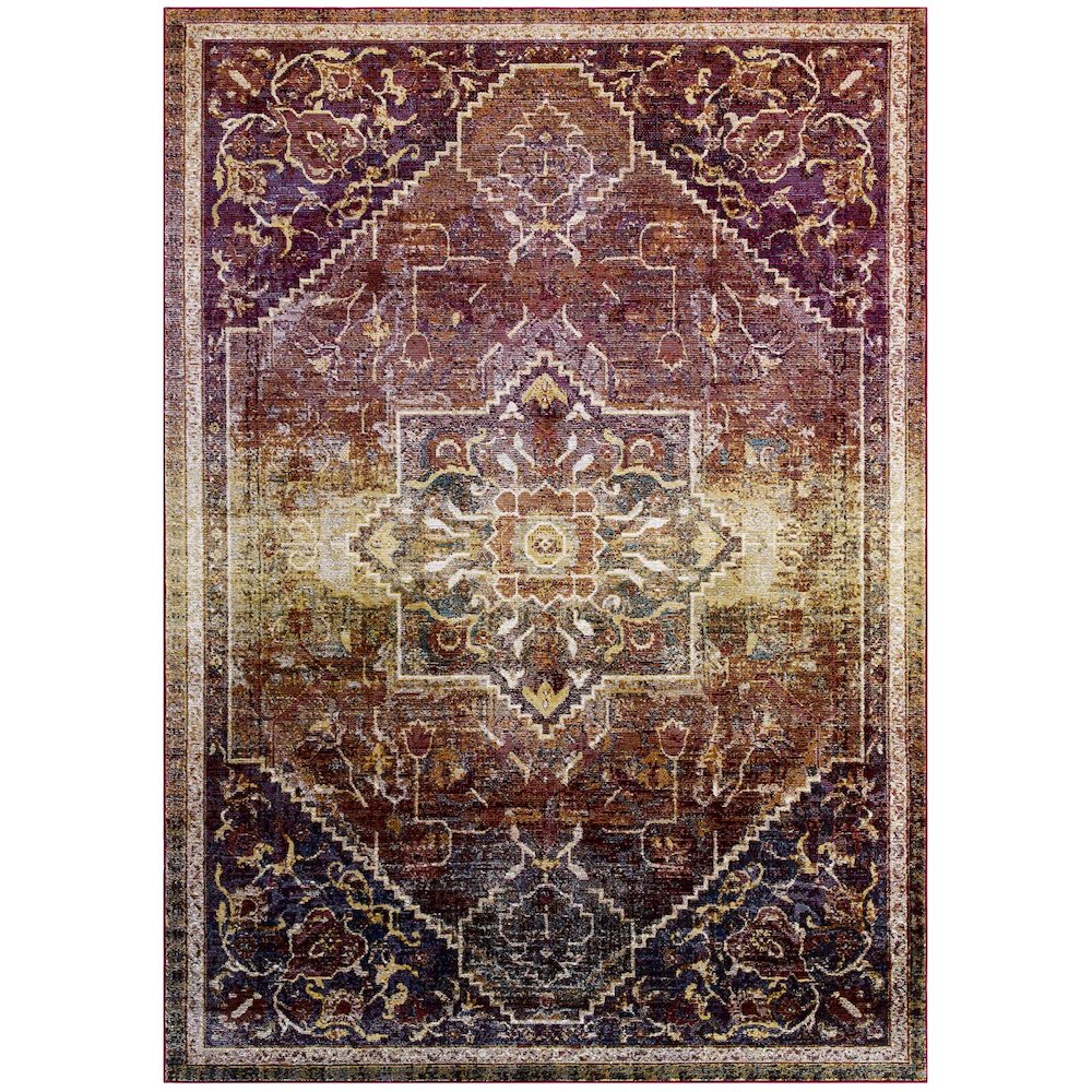 Kaede Transitional Distressed Vintage Floral Vintage Medallion 4x6 Area Rug. Picture 1