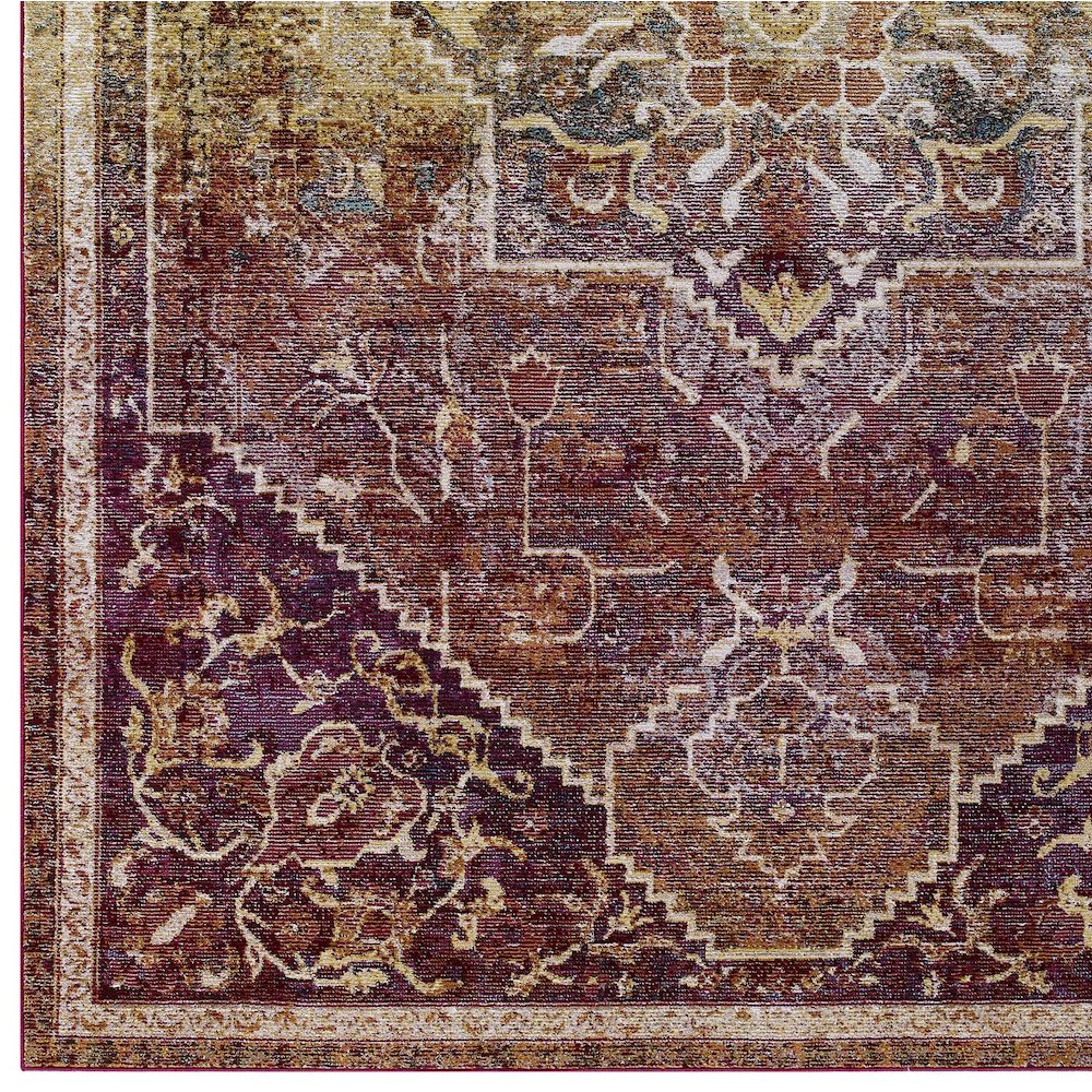 Kaede Transitional Distressed Vintage Floral Vintage Medallion 4x6 Area Rug. Picture 2