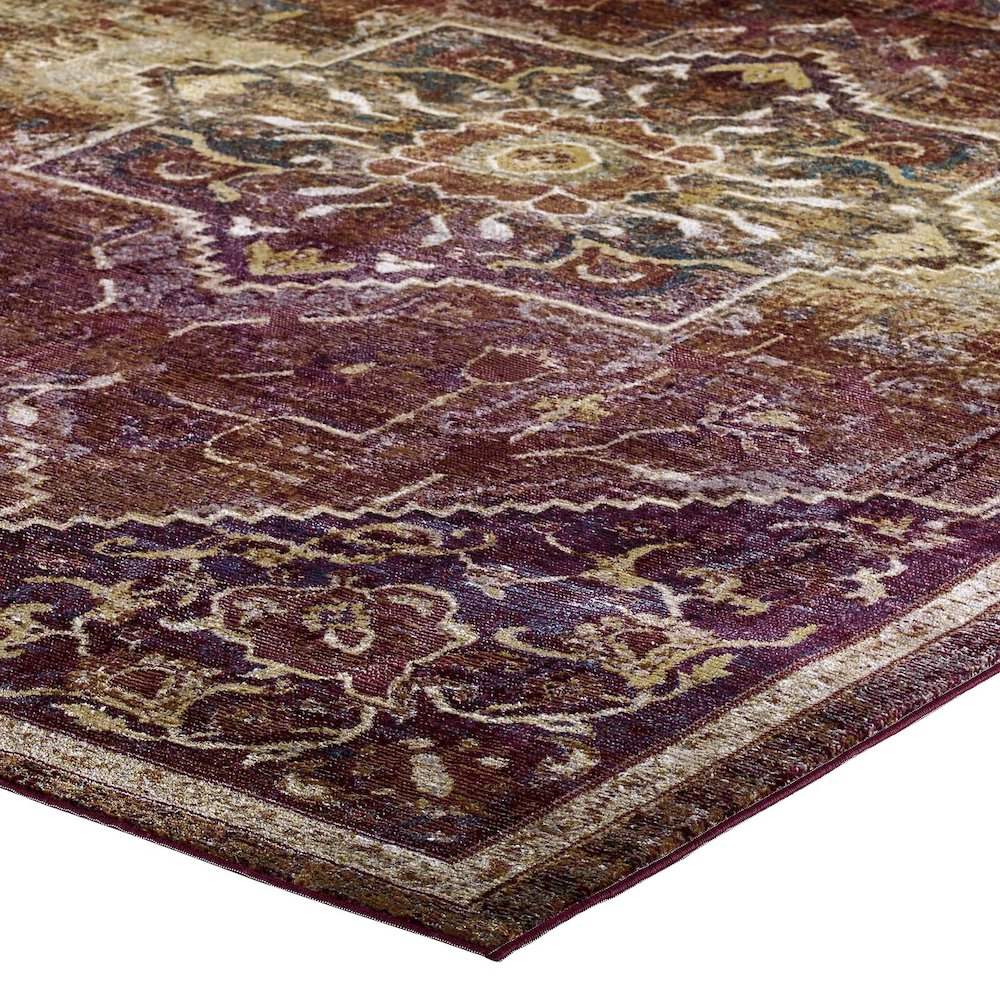 Kaede Transitional Distressed Vintage Floral Vintage Medallion 4x6 Area Rug. Picture 3
