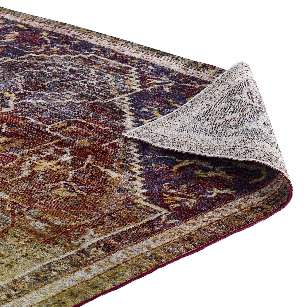Kaede Transitional Distressed Vintage Floral Vintage Medallion 4x6 Area Rug. Picture 4