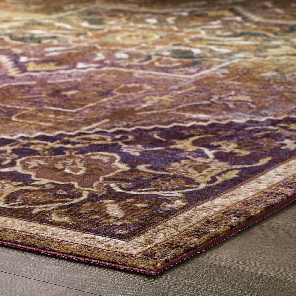 Kaede Transitional Distressed Vintage Floral Vintage Medallion 4x6 Area Rug. Picture 7