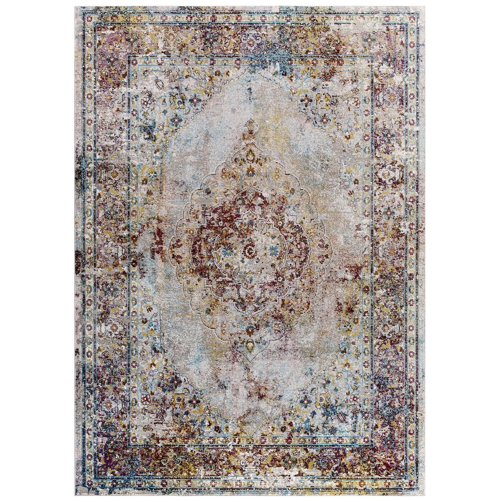 Success Merritt Transitional Distressed Floral Vintage Medallion 4x6 Area Rug. Picture 1