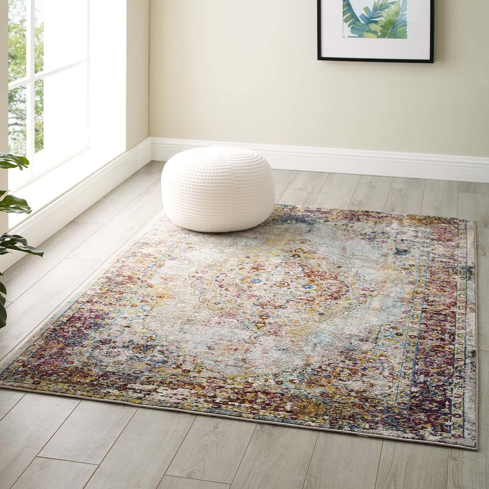 Success Merritt Transitional Distressed Floral Vintage Medallion 4x6 Area Rug. Picture 6