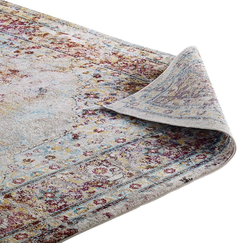 Success Merritt Transitional Distressed Floral Vintage Medallion 5x8 Area Rug. Picture 4