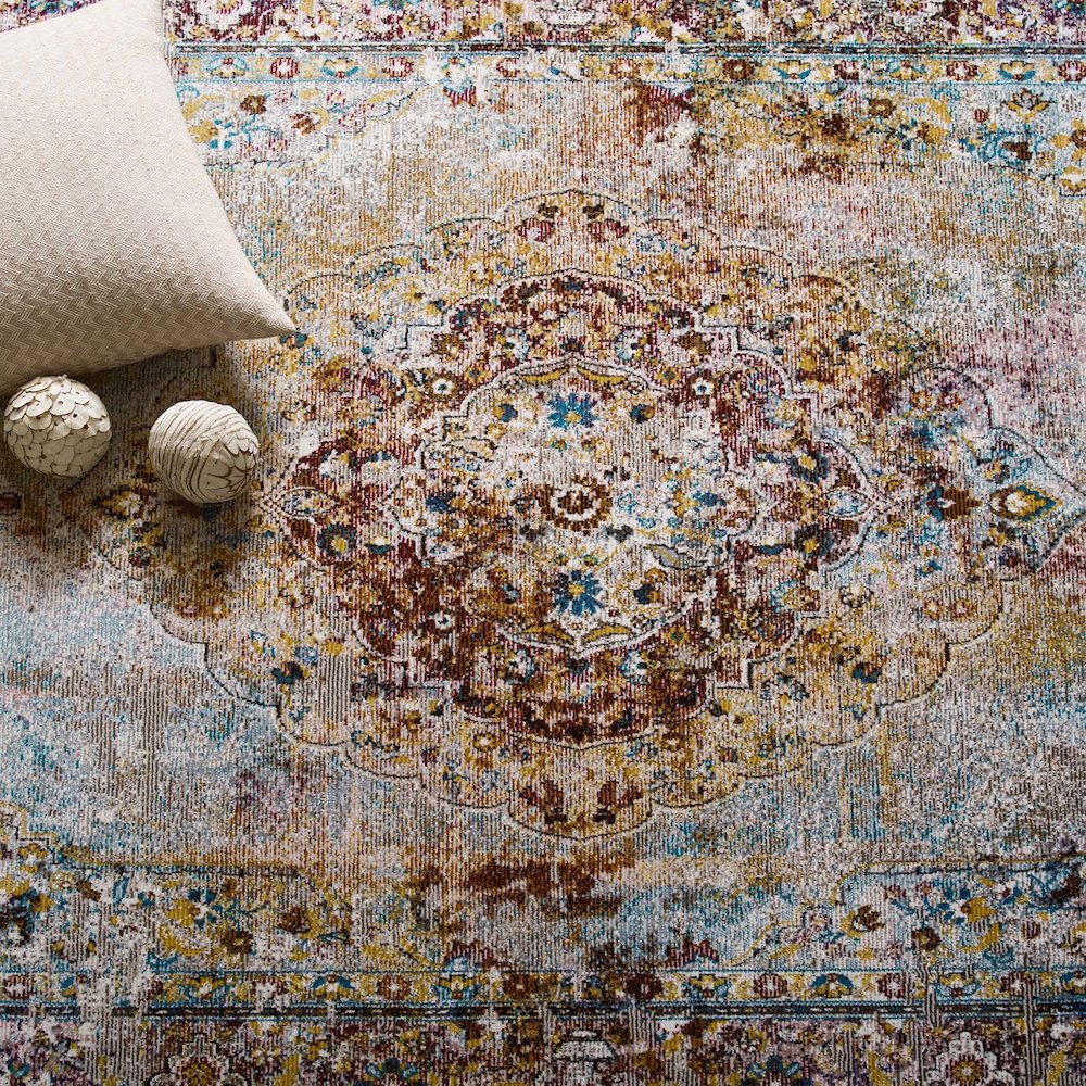 Success Merritt Transitional Distressed Floral Vintage Medallion 5x8 Area Rug. Picture 6