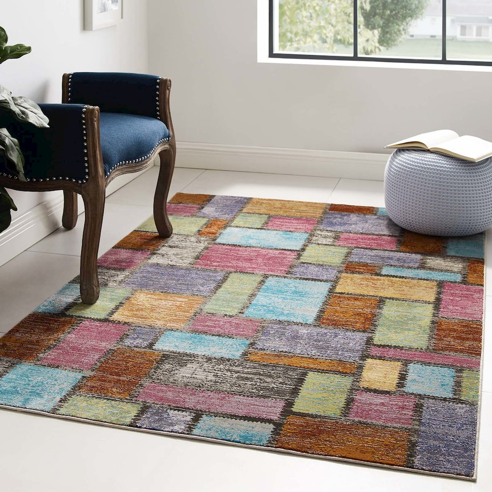 Success Nyssa Abstract Geometric Mosaic 4x6 Area Rug. Picture 5