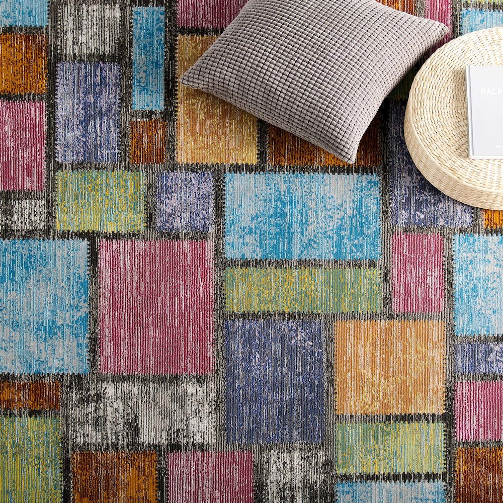 Success Nyssa Abstract Geometric Mosaic 5x8 Area Rug. Picture 6