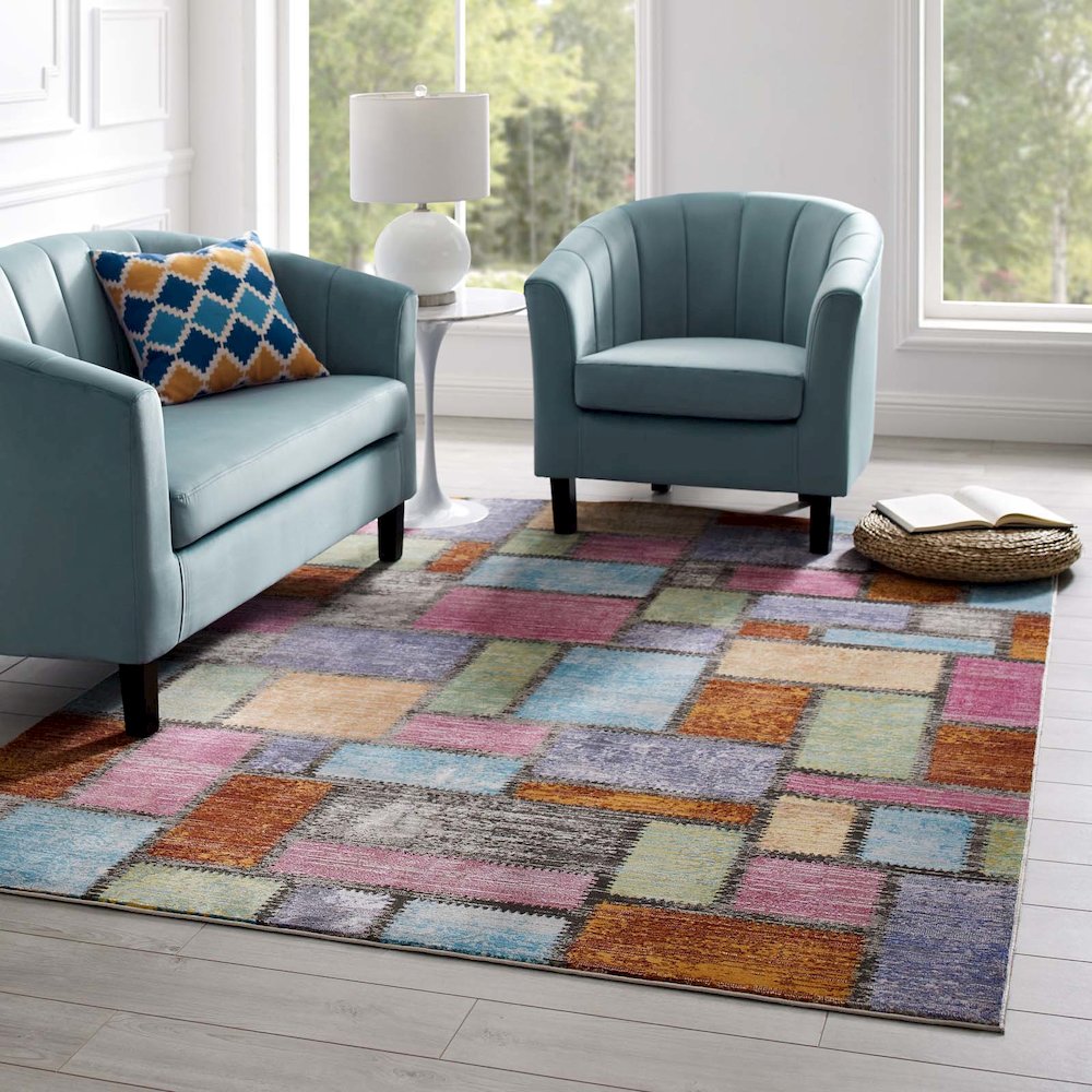 Success Nyssa Abstract Geometric Mosaic 5x8 Area Rug. Picture 5