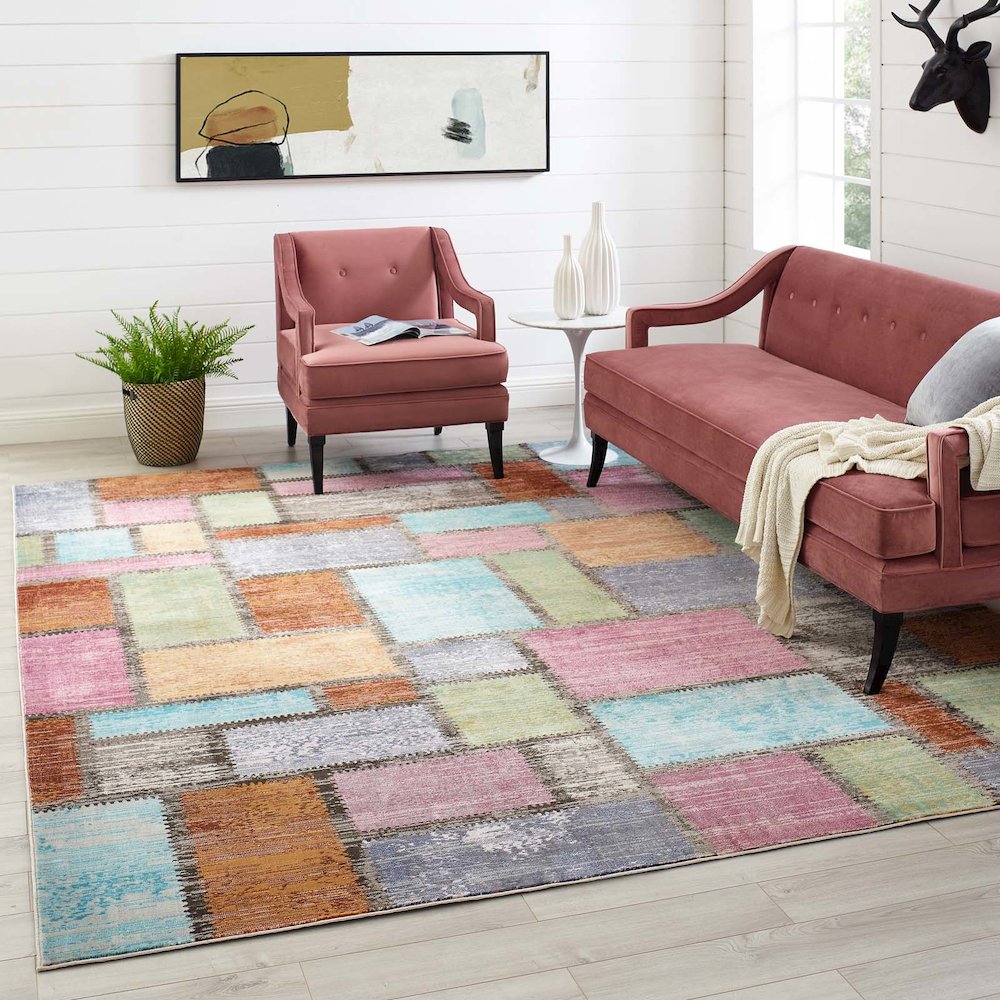 Success Nyssa Abstract Geometric Mosaic 8x10 Area Rug. Picture 5