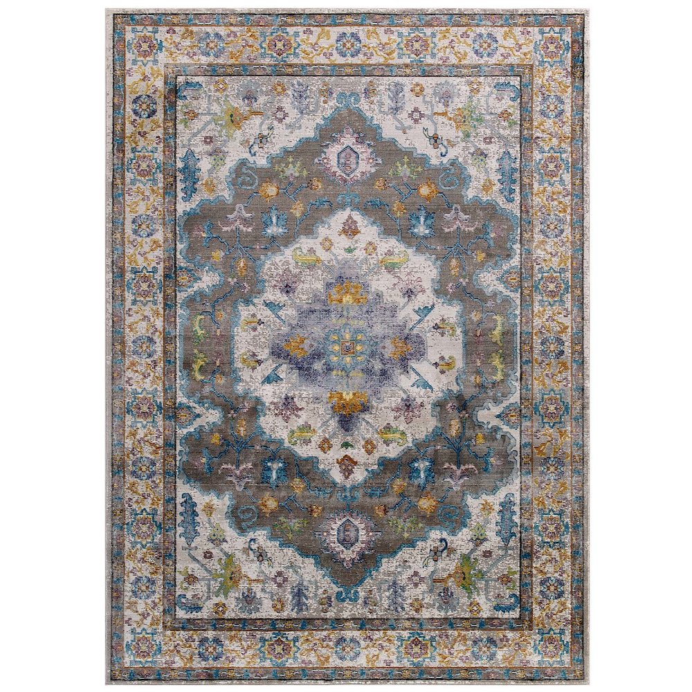Success Anisah Distressed Floral Vintage Medallion 4x6 Area Rug. Picture 1