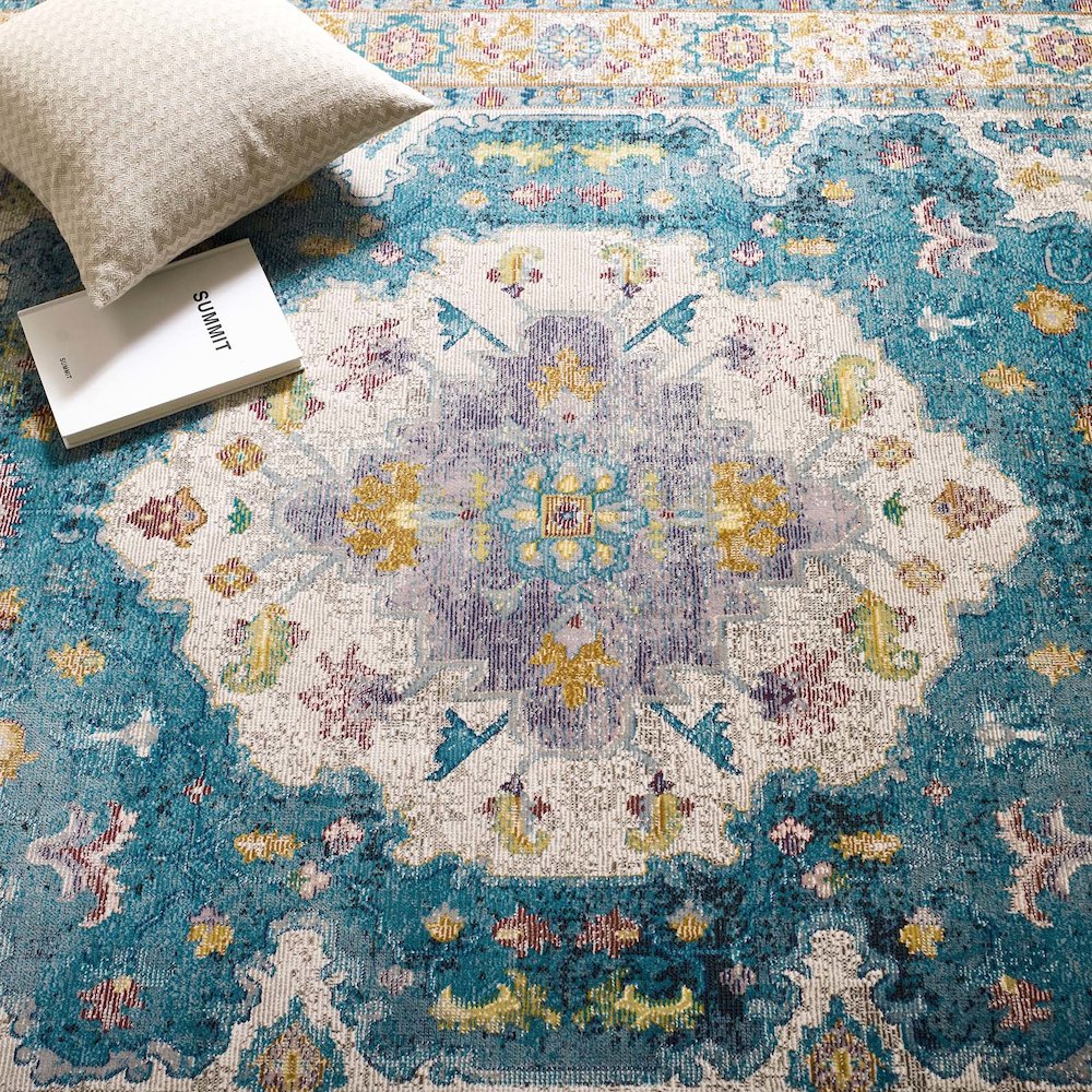 Success Anisah Distressed Floral Vintage Medallion 4x6 Area Rug. Picture 6