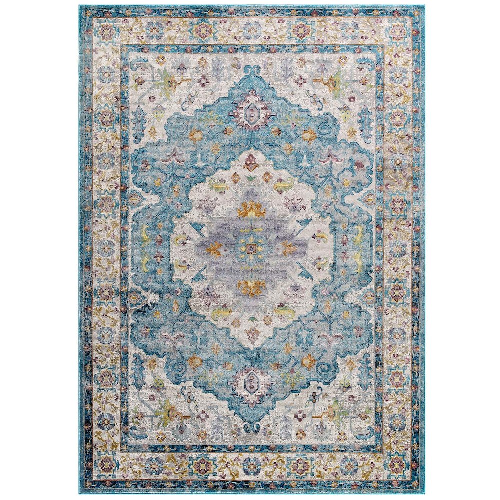 Success Anisah Distressed Floral Vintage Medallion 8x10 Area Rug. Picture 1