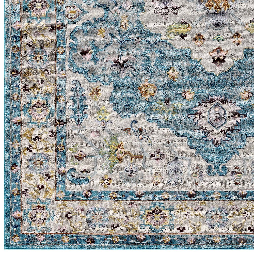 Success Anisah Distressed Floral Vintage Medallion 8x10 Area Rug. Picture 2