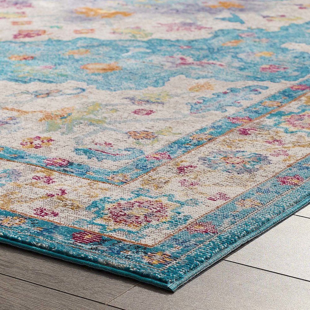 Success Anisah Distressed Floral Vintage Medallion 8x10 Area Rug. Picture 7