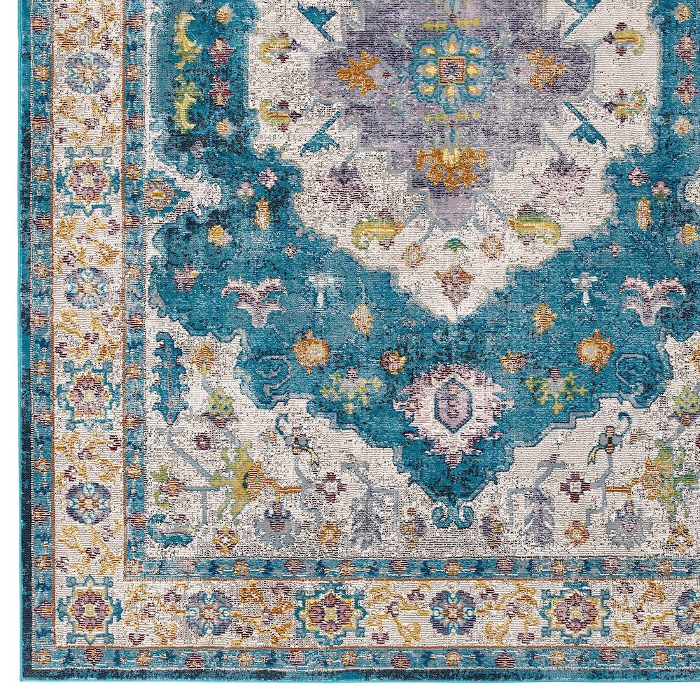 Success Anisah Distressed Floral Vintage Medallion 5x8 Area Rug. Picture 2