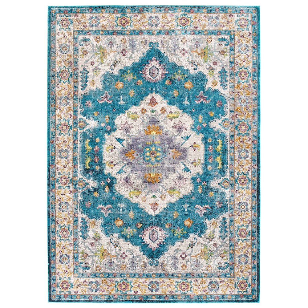 Success Anisah Distressed Floral Vintage Medallion 8x10 Area Rug. Picture 1