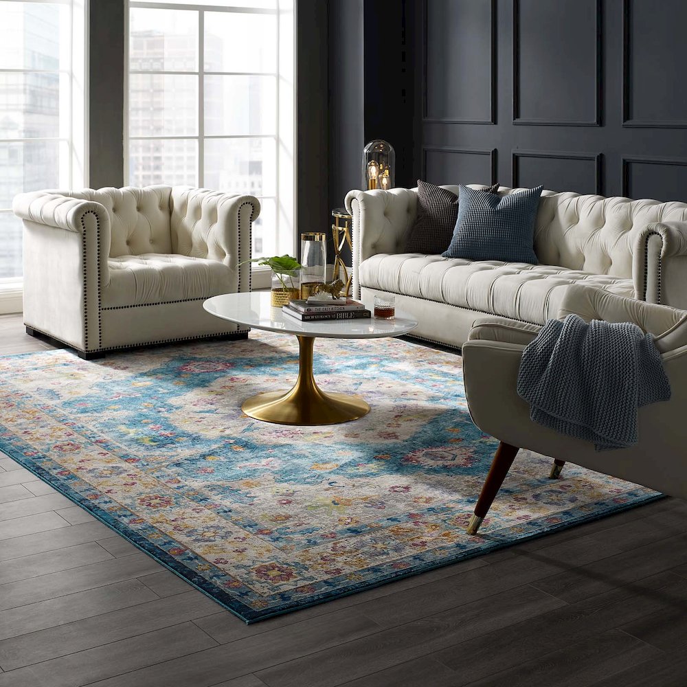Success Anisah Distressed Floral Vintage Medallion 8x10 Area Rug. Picture 5