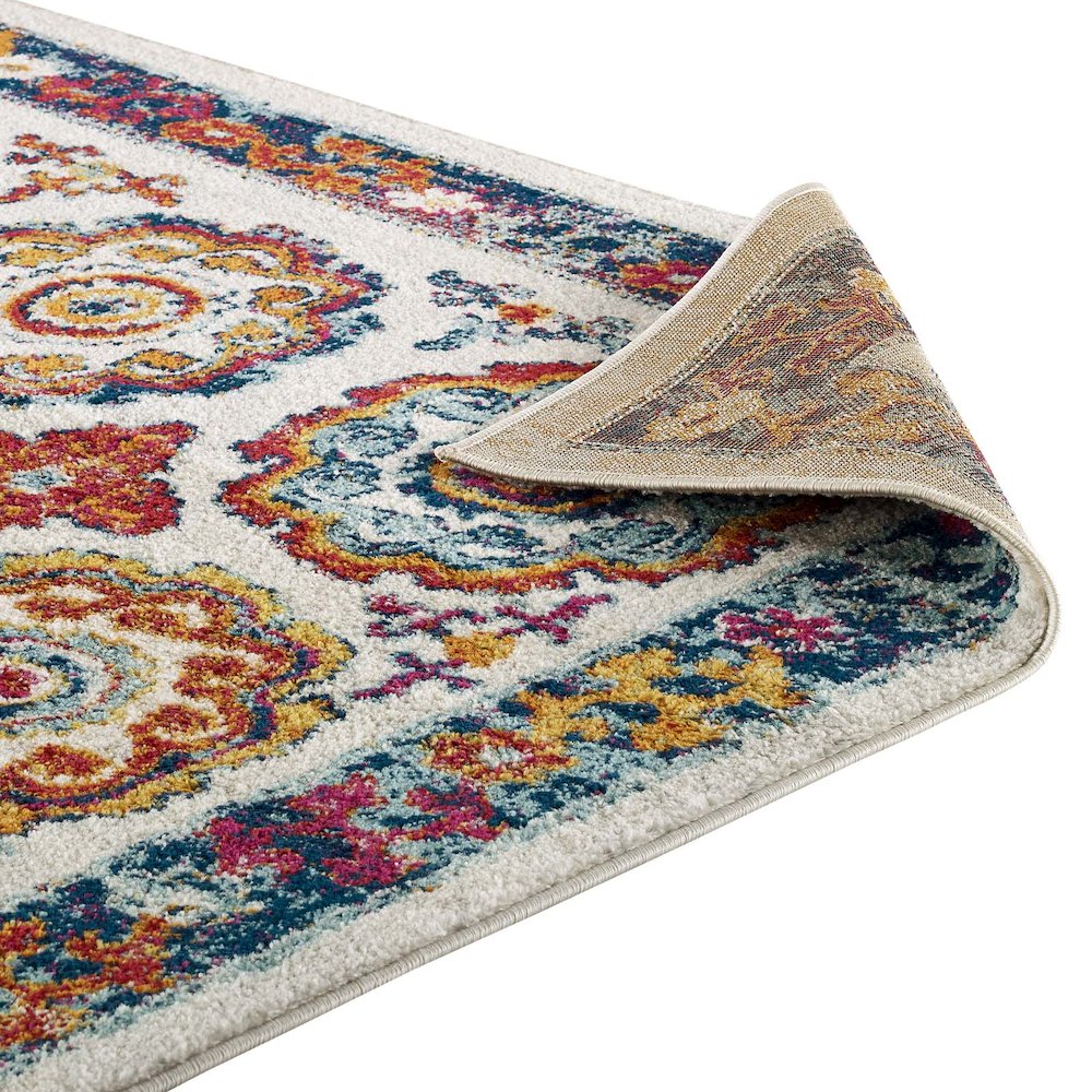Entourage Odile Distressed Floral Moroccan Trellis 5x8 Area Rug. Picture 4