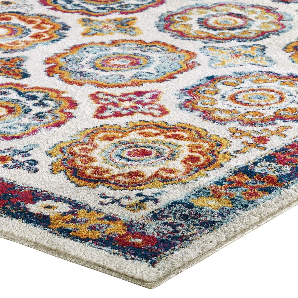 Entourage Odile Distressed Floral Moroccan Trellis 8x10 Area Rug. Picture 3