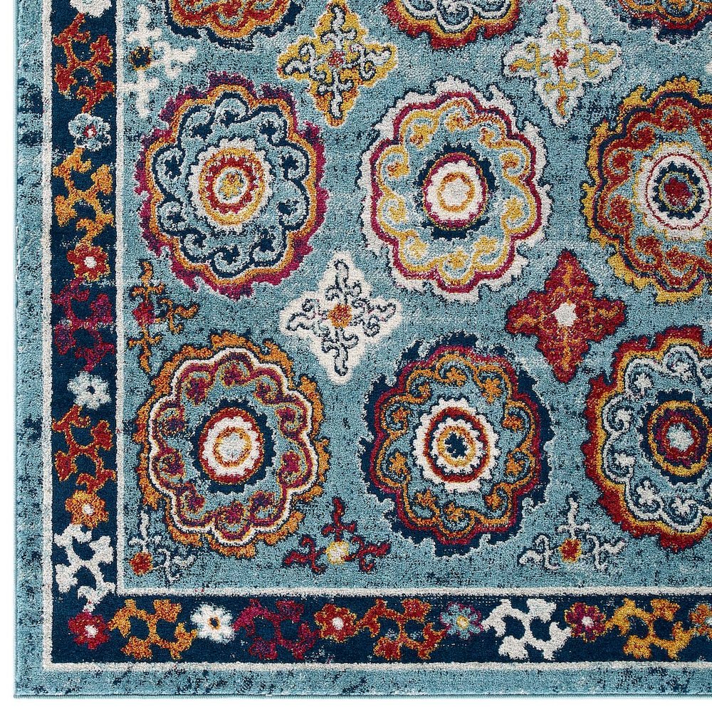Entourage Odile Distressed Floral Moroccan Trellis 5x8 Area Rug. Picture 2