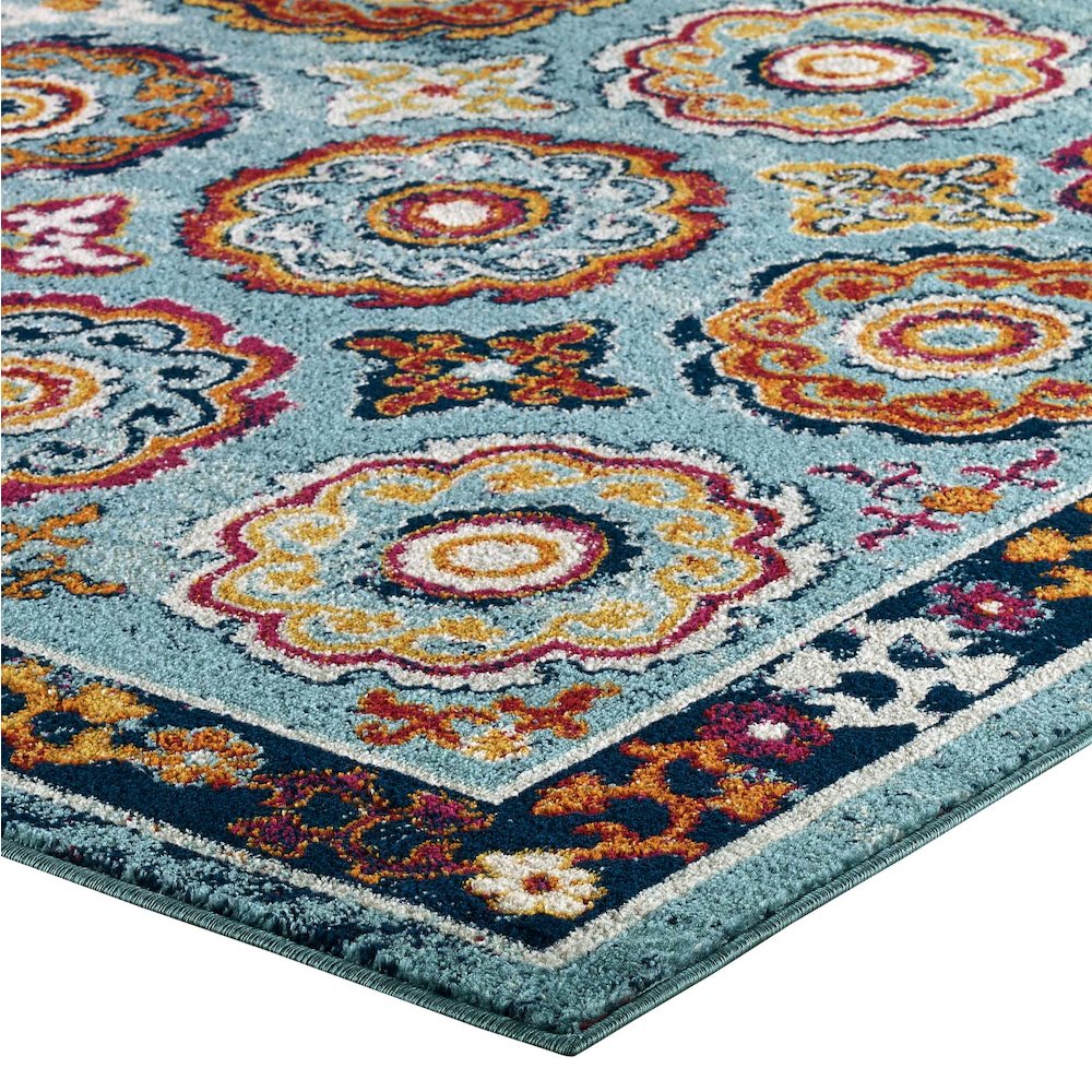 Entourage Odile Distressed Floral Moroccan Trellis 5x8 Area Rug. Picture 3