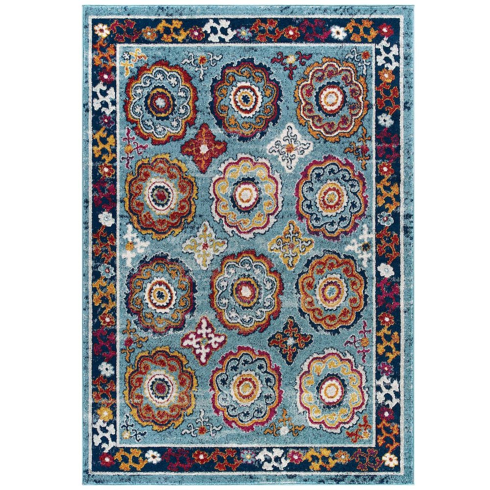 Entourage Odile Distressed Floral Moroccan Trellis 8x10 Area Rug. Picture 1