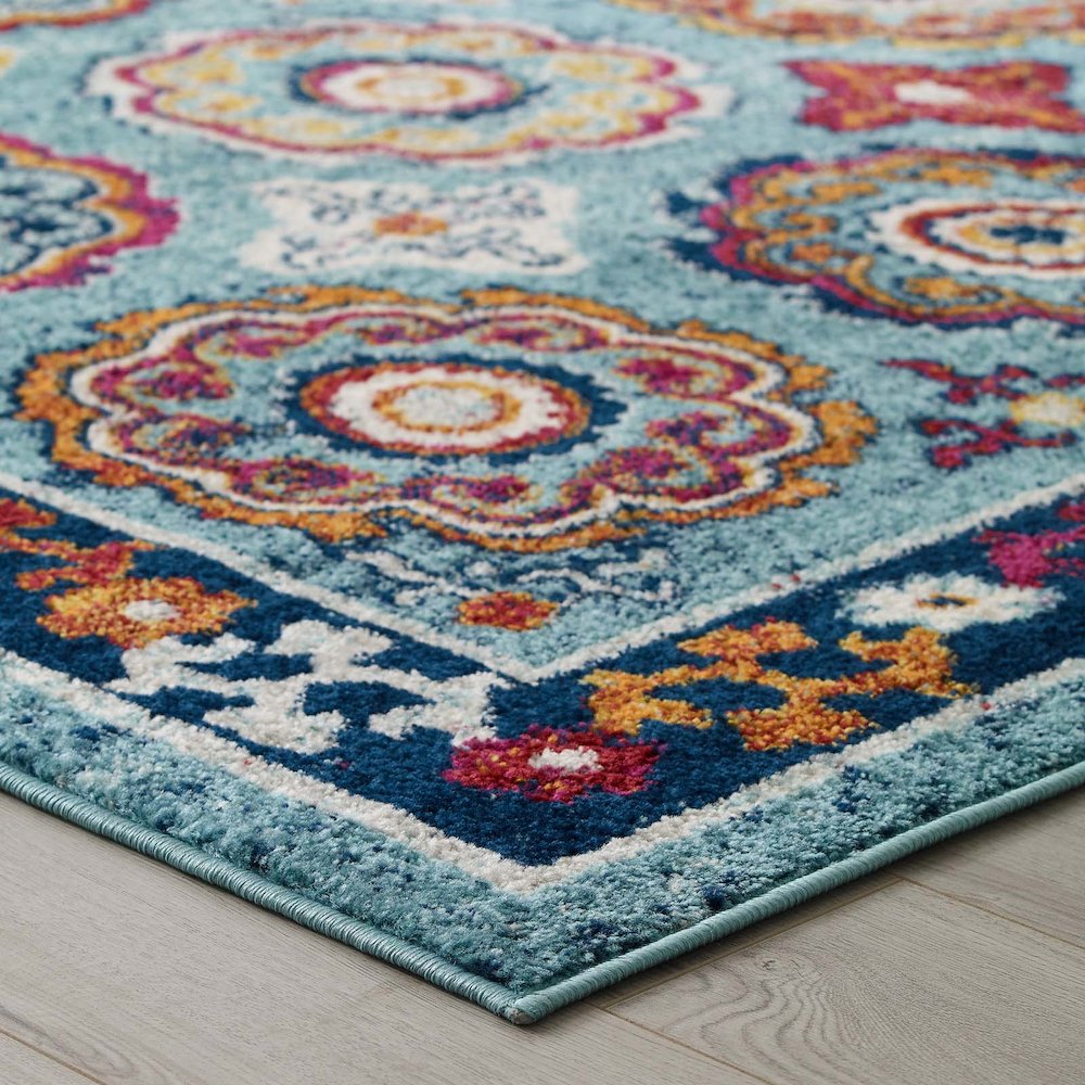 Entourage Odile Distressed Floral Moroccan Trellis 8x10 Area Rug. Picture 7