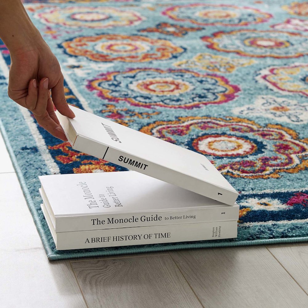 Entourage Odile Distressed Floral Moroccan Trellis 8x10 Area Rug. Picture 8