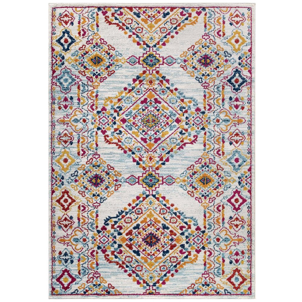 Entourage Khalida Distressed Vintage Floral Lattice 5x8 Area Rug. Picture 1