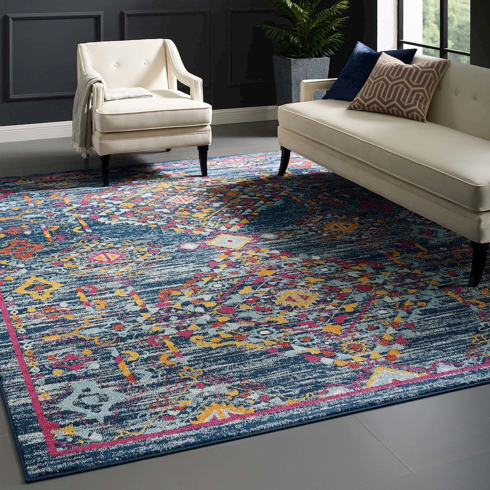 Entourage Khalida Distressed Floral Lattice 8x10 Area Rug. Picture 5