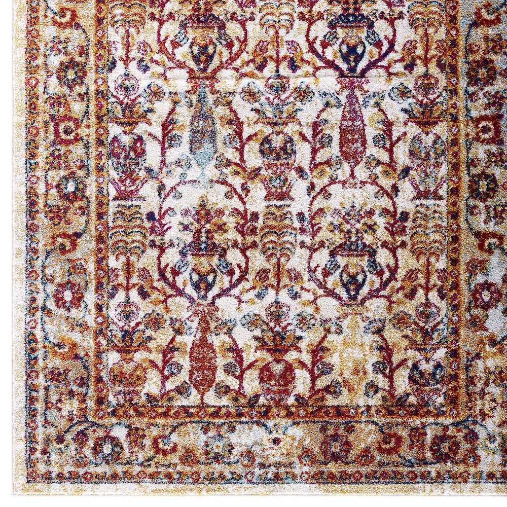 Entourage Jessa Distressed Vintage Floral Lattice 5x8 Area Rug. Picture 2